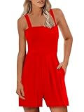 STOLKISS Women Plus Size Rompers Summer Sleeveless Shoulder Strap Loose Adjustable Stretchy Shorts Jumpsuit with Pockets Sexy