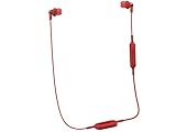 PANASONIC Bluetooth Earbud Headphones with Microphone, Call/Volume Controller and Quick Charge Function - RP-HJE120B-R - in-Ear Headphones (Red)