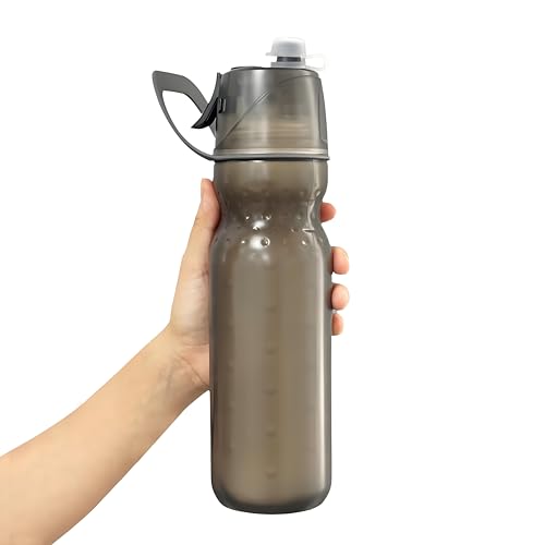 MYEEDA 水筒 590ml ミスト付き 直飲み スポーツボトル|軽量 プラスチック製 BPAフリー|自転車 登山 ジム ランニング 小学生 男の子 女の子 おしゃれ ウォーターボトル(透明ブラック)