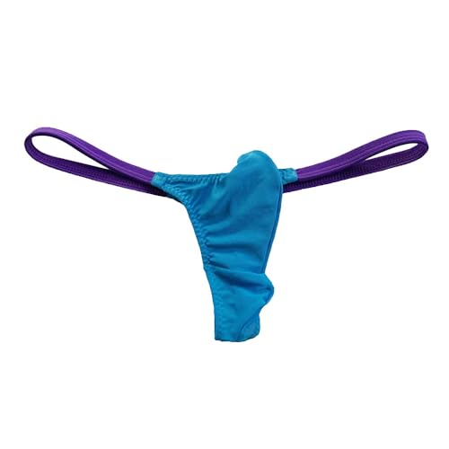 Men's T Back Thong Sexy Mesh Patchwork Bikini Underwear Men's Low Rise G-String Bulge Pouch Briefs