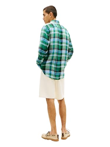 Image of Tommy Hilfiger Men's Long Sleeve Casual Linen Button Down Shirts in Regular Fit