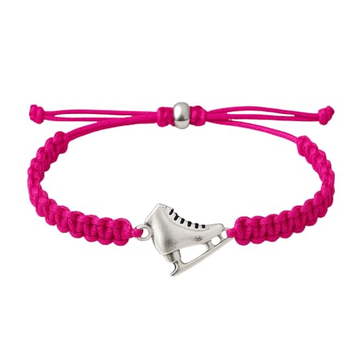 Infinity Collection Figure Skating Charm Bracelet - Pink Adjustable Ice Skating...