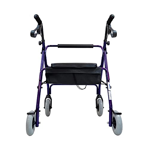 Tuffcare Freedom True Bariatric 450 lbs. Heavy Duty Rollator Walker with Large Seat and Pouch, 8 Inch Wide Track Caster Wheels (Midnight Blue) - Thumbnail 3