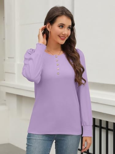 Hauts à manches longues pour femmes chic et chemises Henley décontractées - 3