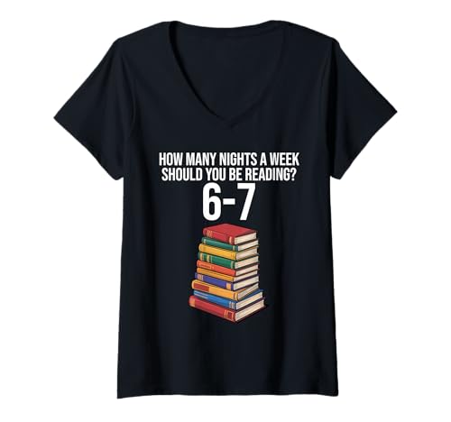 Damen Funny Reading Book Teacher 67 Six Seven Meme T-Shirt mit V-Ausschnitt