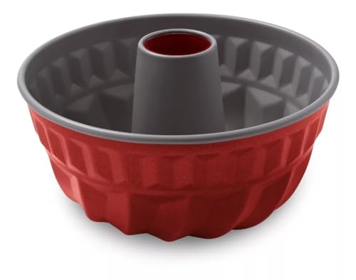 Guardini, Stampo budino con cono Ø 23 cm, Acciaio con rivestimento antiaderente, Rosso e Grigio, Made in Italy, Linea Rossana