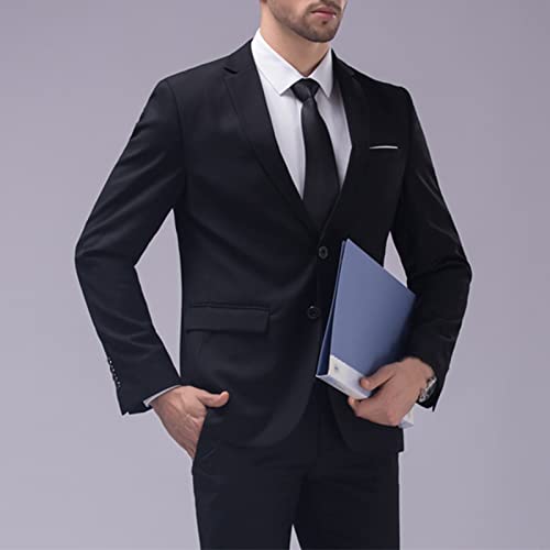 Fairnull Terno Masculino 2 peças de Negócios 2 Botão Slim cor Sólida Jaqueta smoking Ternos Elegante