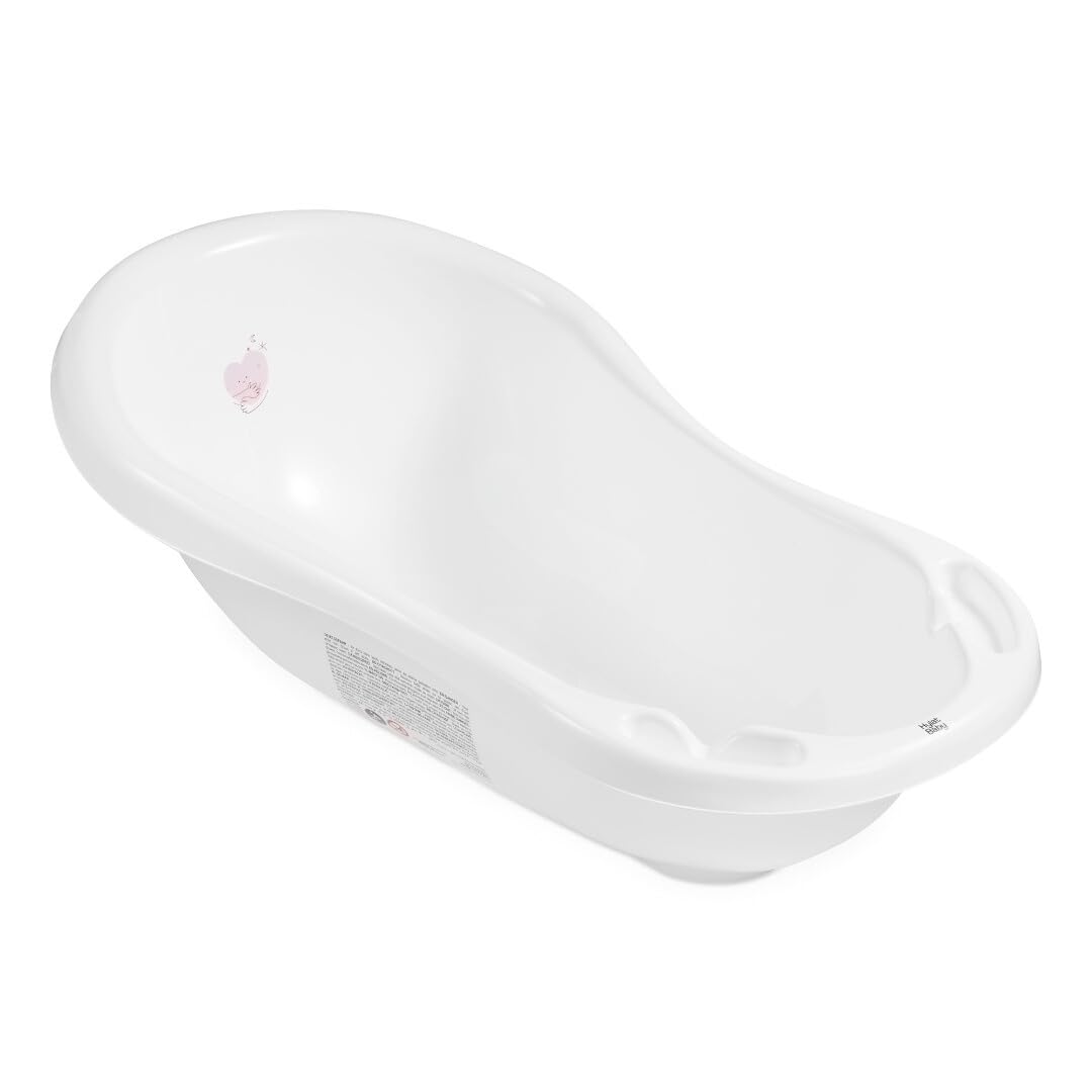 Hylat Baby Hug Me Bianca Vaschetta Bagnetto Neonato con Supporto e Tappo – Certificata TÜV Rheinland – per Bambini Fino a 12 Mesi in Plastica Senza BPA – Collezione Lite – Vasca neonato bagnetto