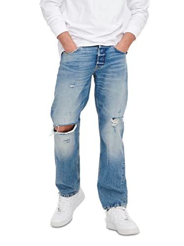 ONLY & SONS Herren Jeans ONSEDGE Loose 4067 - Relaxed Fit - Blau - Light...