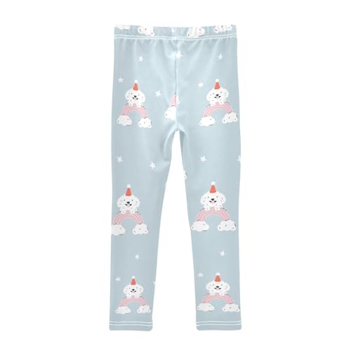 Maltese Dog Rainbow Girls Leggings,Workout Leggings for Girls Toddler Athletic Legging Size for 3-10T2