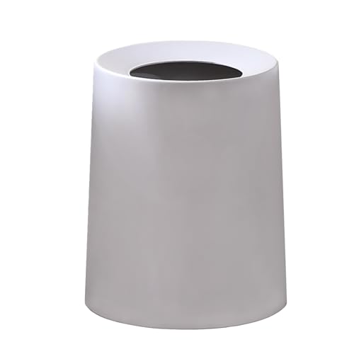 ゴミ箱 ゴミ袋が見えない おしゃれ 箱 丸形 8L/12L 2重構造 ビニール袋隠す 洗面所 カー車内用 オフィス 蓋なしごみ箱 ポリプロピレンごみばこ フタなし ルクレール円筒形 (ライトグレー, 12L)