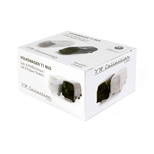 Brisa Vw Collection - Volkswagen Samba Bus T1 Camper Van 3D Salt & Pepper Shakers, Kitchen Table Decoration, Vw Fan Gift Idea (2 Pcs. Set/White/Black) #TOP4