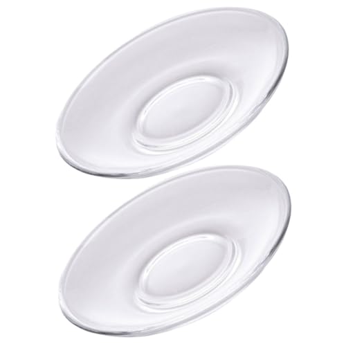 GRIRIW 2 Pezzi Sottobicchieri Vetro Trasparente Rotondi Eleganti Piatti Decorativi per Tazze da tè Snack e Dessert Pratiche Versatili e Resistenti Riutilizzabile