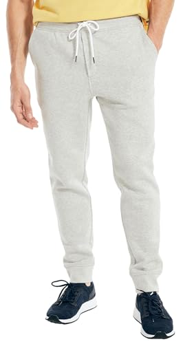 Sweatpants Nautica homme en molleton gris, pantalon de jogging pour sport et running.