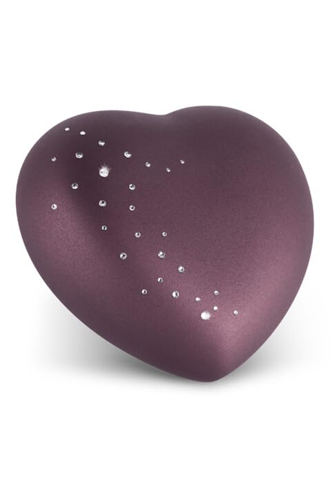 Mini-urne Coeur Velvet avec ciel étoilé : urne cinéraire en céramique de plusieurs tailles
