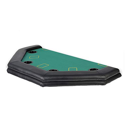 KARMAS PRODUCT Poker Table Folding Texas Holdem Casino Leisure Game Octagonal Table with Cup Holder 8 Player -Green