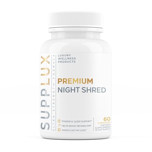 PREMIUM Night Shred - Bed Time Weight Loss Pills for Women & Fat Burner for Men - Sleep Aid, Appetite Suppressant, Metabolism Booster | 16 Research Backed Ingredients for Sleep, Relaxing - 60 Capsules