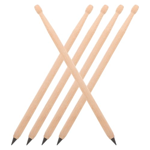 ROMISBABA Lot de 5 Crayons Hb Effaçables en Bois Forme Baguettes de Batterie, Crayons Fantaisie pour Écriture et Dessin, Présent Original pour Batteurs, Garçon et Filles et Fournitures