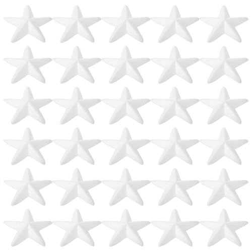 Amosfun 30 Pièces Étoiles en Mousse Polystyrène Blanches 10 Cm Décoration Fête Noël Mariage DIY Formes Étoiles Vierges pour Loisirs Créatifs et...