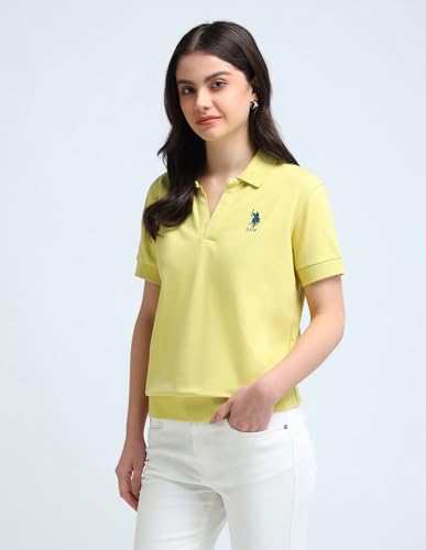 Image of U.S. Polo ASSN. Women's Cotton Solid Loose Fit Polo Shirt