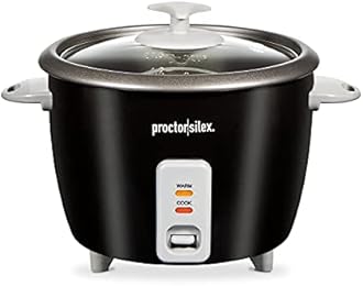Proctor Silex Rice Cooker & Food Steamer, 16 Cups Cooked (8 Cups Uncooked), Includes Steam and Rinsing Basket, Black (37527)