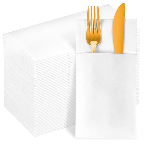 KAMMAK White Dinner Napkins Disposable Cloth Like Paper Napkins Folded