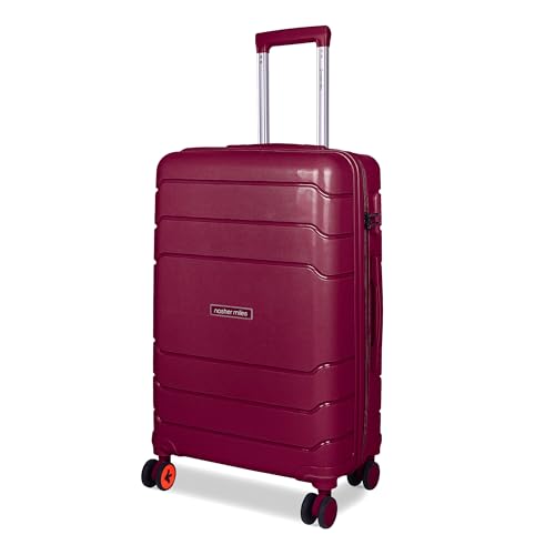 Nasher Miles Lisbon Hard-Sided Polypropylene Check-in Luggage 28 inch | 75cm | 8 Wheels Large Trolley Bag for Travel | Suitcase (Burgundy)
