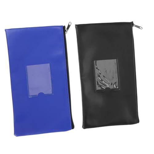Bank Deposit Money Bag with Zipper Portable Cash Pouch with Transparent Window PU Storage for Cash Coins and Documents Convenient Organizer for Everyday Use