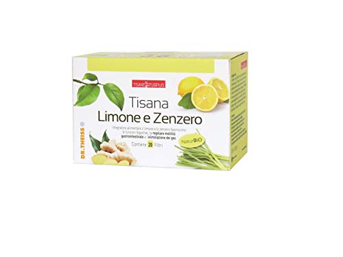 Dr. Theiss Tisana Zenzero e Limone di Sicilia - Integratore Alimentare Confezione da 20 Filtri - Per Pancia Piatta, Gonfiore Addominale e Sollievo allo Stomaco