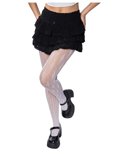 Image of SHENHE Women's Patterned Fishnet Tights High Waist Pantyhose Floral Stockings