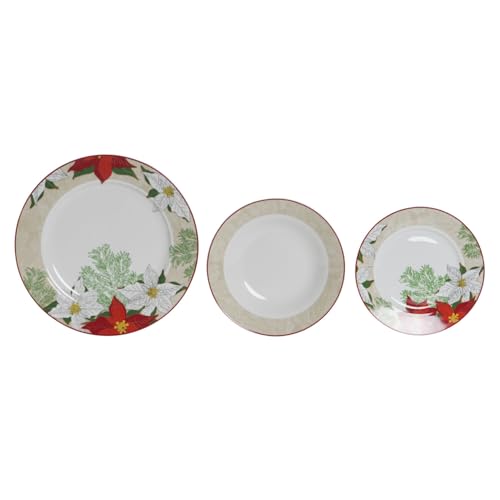VAJILLA SET 18 PORCELANA 27X27X2 FLOR BEIGE VAJILLA SET 18 PORCELANA 27X27X2 FLOR BEIGE