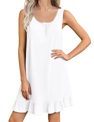 Ekouaer Nightgowns for Women Sleeveless Nightdress Cute Night Gowns Short Sleepshirt Soft Sleepwear Pajama Dress S-XXXL