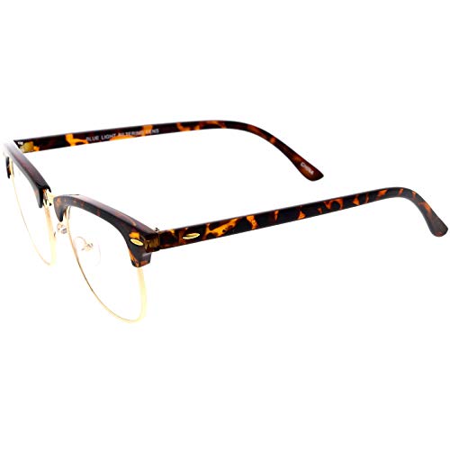 zeroUV Classic Everyday Browline Two-Tone Half Frame Blue Light Glasses4