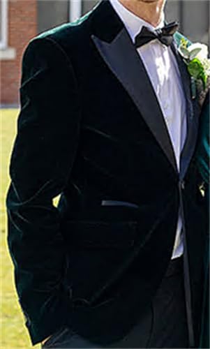 Velvet Men's Suit Jacket One Button Prom Tuxedo for Men Peaked Lapel Blazer Sports Coat for Party Wedding2