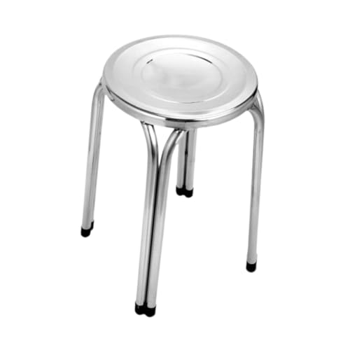 Ioensy Stacking Stool Round Stool Stainless Steel Metal Commercial Nonslip Classroom Stools Multipurpose Stools Chairs for Garden, 42cm