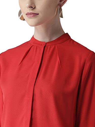 Image of Style Quotient Women Red Regular Fit Solid Casual Shirt-RED