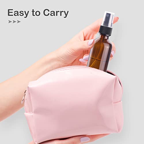 Wedama 2 oz Mini Glass Spray Bottles, Empty Small Spray Bottles with Funnel Dropper, Fine Mist for Hair, Travel, Plants, Cleaning Solutions and Skin Care (4 Pack Amber)