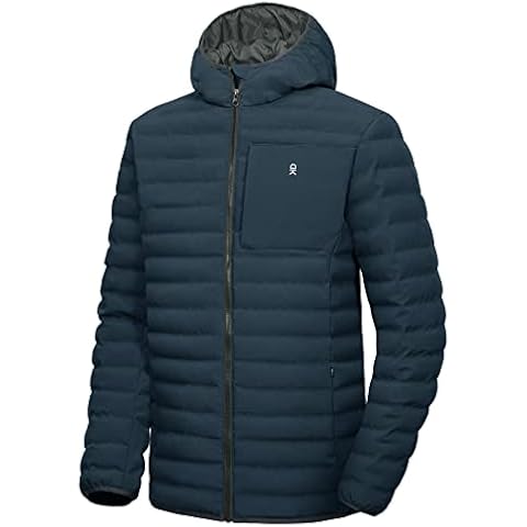 Little Donkey Andy Men's Warm Waterproof Puffer Jacket Hooded Windproof Winter Coat with Recycled Insulation Dark Blue XL Cover