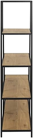 Amazon Brand - Movian Bookcase with 4-Layer Staircase, Wild Oak, Black Metal Frame, 135 x 35 x 150 cm