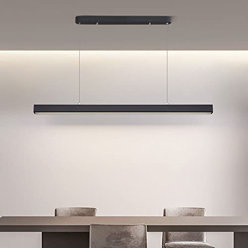 Lustre suspension LED dimmable noir, luminaire de plafond suspendu en aluminium