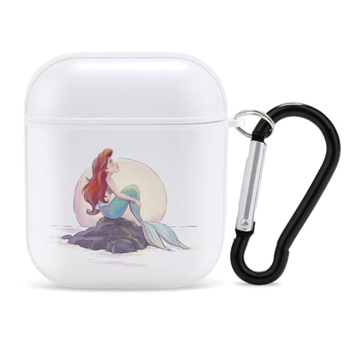 アリエル リトルマーメイド AirPods1/2ケース 保護ケース 収納ケース カバー カラビナ付き キズ防止 紛失防止 エアーポッズ ワイヤレス アクセサリー防水 キャラクター 人気 かわいい 雑貨 便利 第1世代と第2世代のAirPods 極上 雑貨