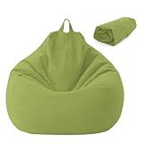 Sitzsack für Kinder und Erwachsene,100x120CM Sitzsack Bezug Ohne Füllung, Bean Bag für Bohnensäcke mit Reißverschluss, Staubsicher Keine für Büro, Schlafzimmer, Terrasse,Wohnzimmer(Matcha-Grün)