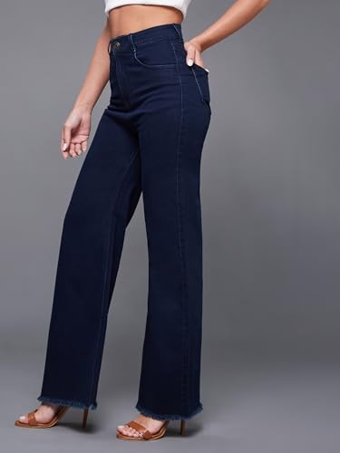 Image of Miss Chase Women's Wide-Leg High-Rise Regular-Length Stretchable Shaping Denim Jeans