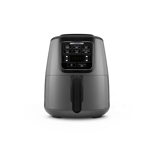 Karaca Air Cook XL 2 in1 Digital Airfryer for 4 People, 4L - Instant, Compact & 6 Cooking Functions, Single Drawer - Circulation Air Tech - Less Fat Technology - 1550W, Space Grey