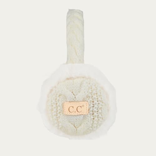 C.C Kids Cable Knit And Faux Fur Sherpa Earmuffs4