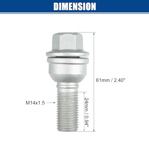 Image of ACROPIX M14x1.5 Wheel Lug Bolts Nuts Hub Assembly Wheel Stud Fit for Audi A8 Quattro 2011-2020 No.8R0601295 - Pack of 5