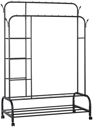 Perchero burro doble con estructura de metal resistente, estantes...