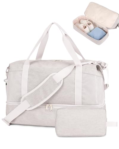Wandering Nature Personal Item Bag 18x14x8 Travel Duffel Bag Underseat Carry on Luggage with Shoe Compartment Wet Pocke Toiletry Pouch for Women Men Patent Pending