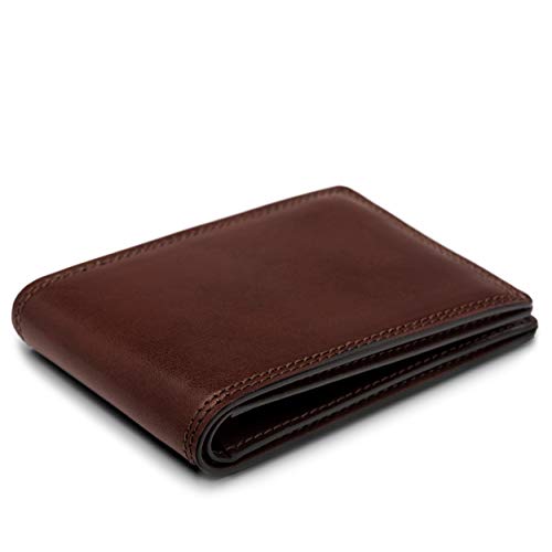 Image of Bosca Men's Wallet, Dolce Leather Slim Bifold Wallet, Dark Brown