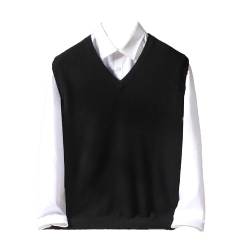 Winter 100% Wool Knitted Waistcoat Men's V-Neck Loose Sleeveless Sweater Vest Casual Tops